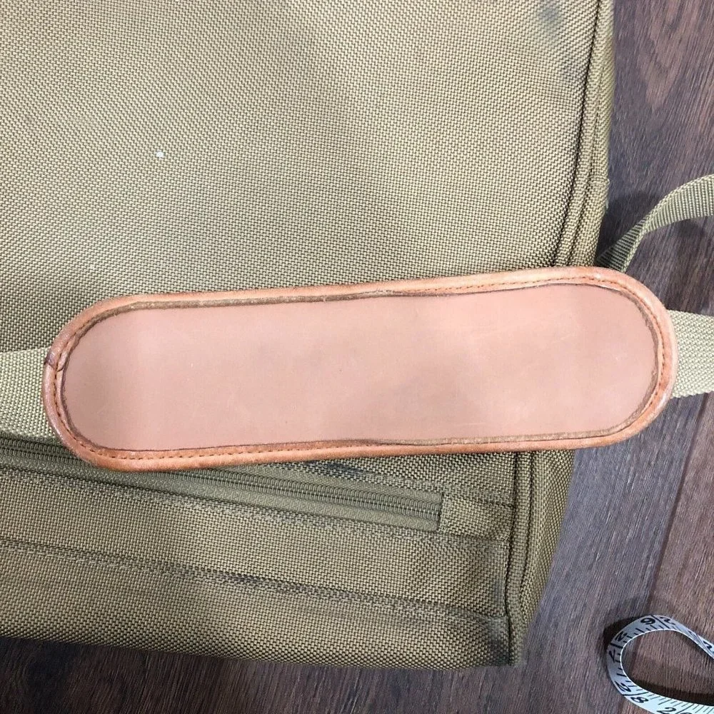 Hartmann Laptop Bag Nylon Tan Brown Leather Trim Shoulder Strap Crossbody